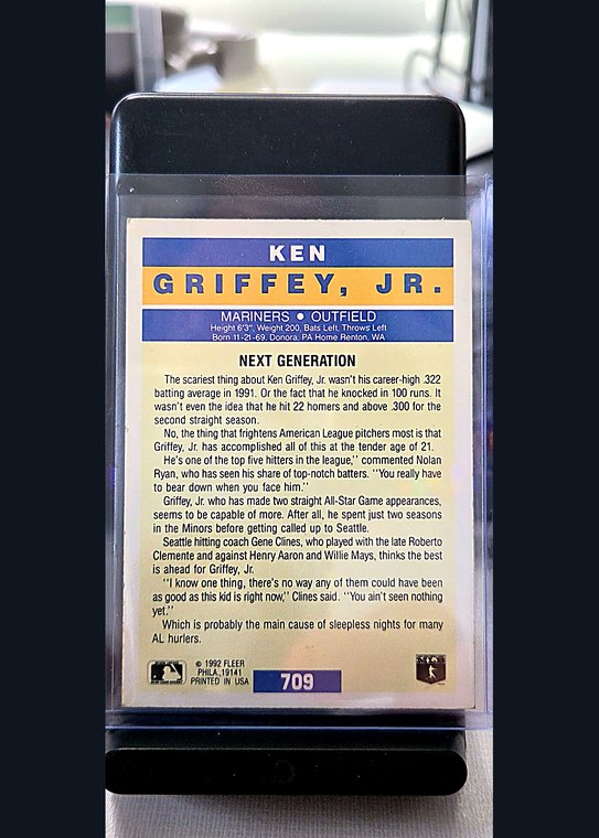 1992 Fleer Ken Griffey Jr. #710 back