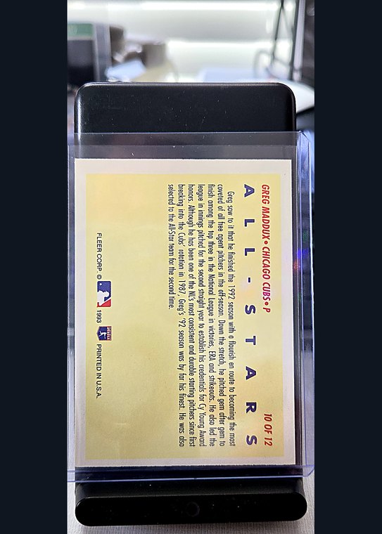 1993 Fleer Greg Maddux #10 of 12 back