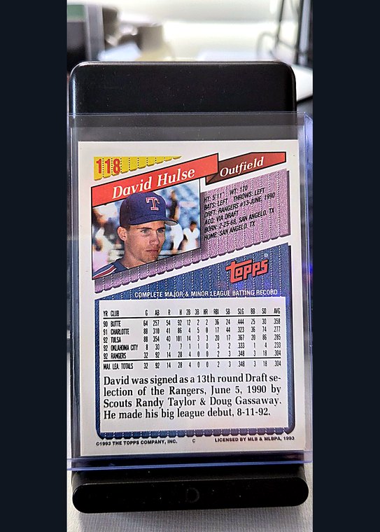 1993 Topps David Hulse #118 back