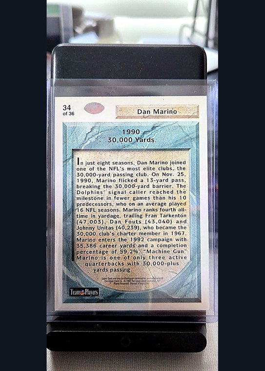 1992 Upper Deck Dan Marino #34 back