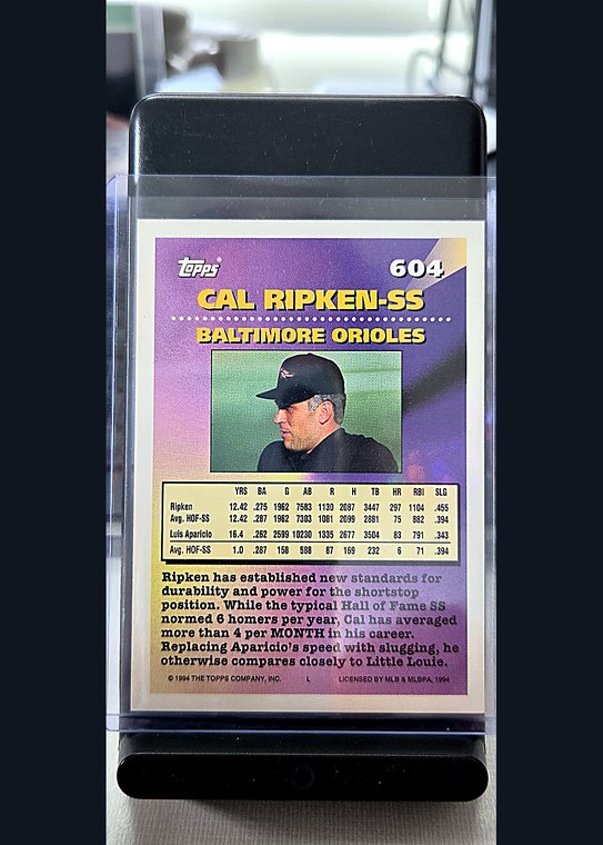 1994 Topps Cal Ripken Jr. #604 back
