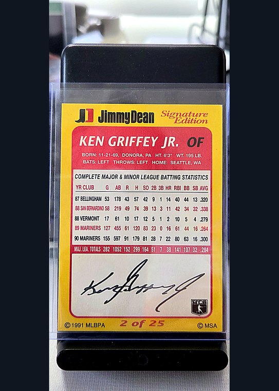 1991 Jimmy Dean Ken Griffey Jr. #2 of 25 back