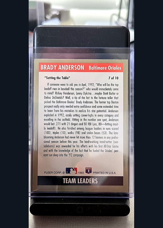 1993 Fleer Brady Anderson #7 of 10 back