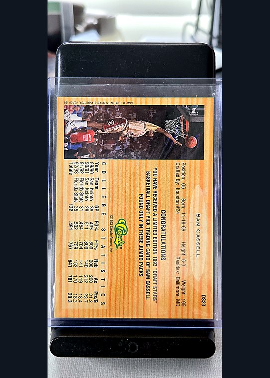 1993 Classic Sam Cassell #DS23 back