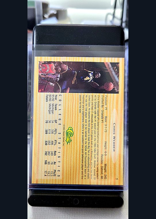 1993 Classic Chris Webber #1 back